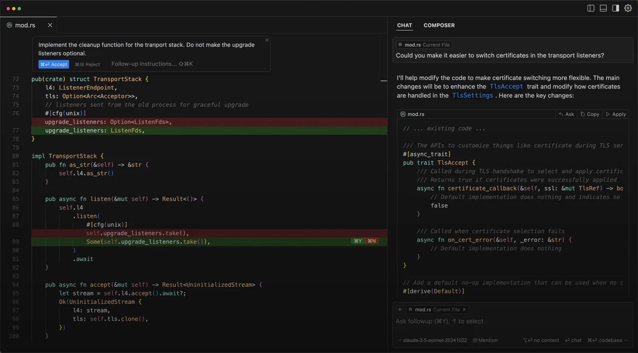 커서(Cursor). VS Code 기반의 AI 네이티브 코드 에디터로, 2025년 10월 2.0 업데이트와 함께 Composer 모델을 탑재했다.